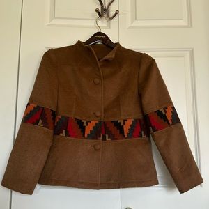 Tabask Blazer medium artisan made alpaca and wool lined southwest Aztec print